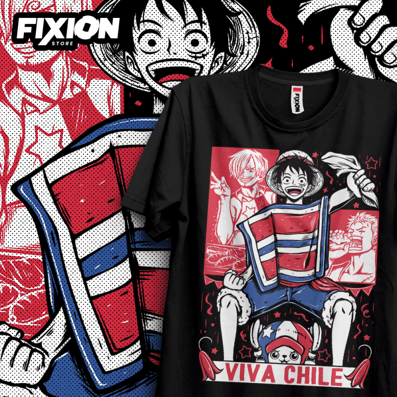 One Piece – Luffy – CHILE (NEGRO) Chile! Fiestas Patria fixion.cl