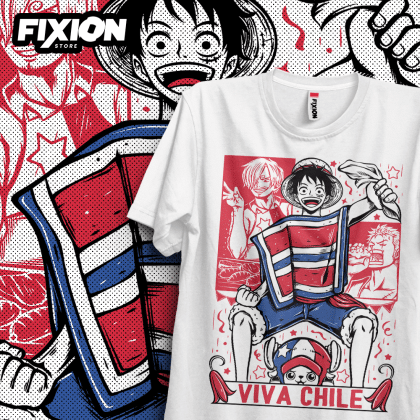 One Piece – Luffy – CHILE (BLANCO) Chile! Fiestas Patria fixion.cl