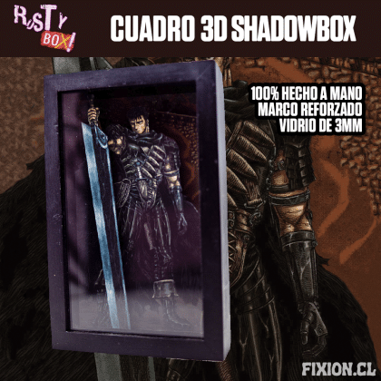 RustyBox - Cuadro 3D ShadowBox - Berserk - Guts