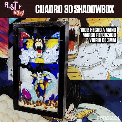 RustyBox – Cuadro 3D ShadowBox – Dragon Ball – Vegeta Cuadro 3D fixion.cl