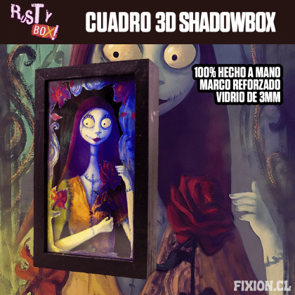 RustyBox – Cuadro 3D ShadowBox – Extraño Mundo de Jack – Sally Cuadro 3D fixion.cl