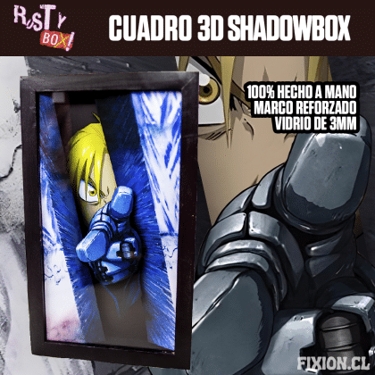 RustyBox – Cuadro 3D ShadowBox – Fullmetal Alchemist – Edward Cuadro 3D fixion.cl