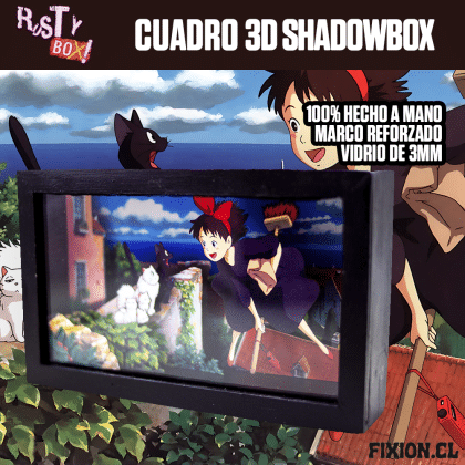 RustyBox – Cuadro 3D ShadowBox – Ghibli – Kiki Cuadro 3D fixion.cl