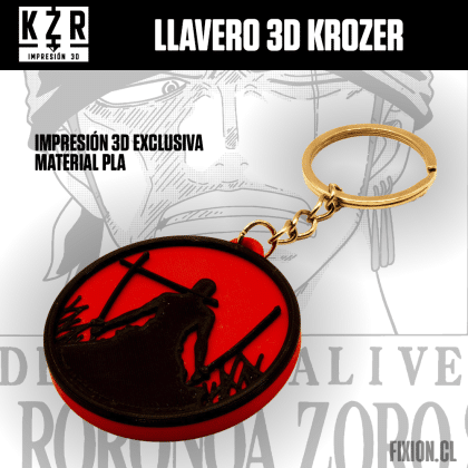 Krozer – Llavero 3D – One Piece – Zoro Silueta Krozer fixion.cl